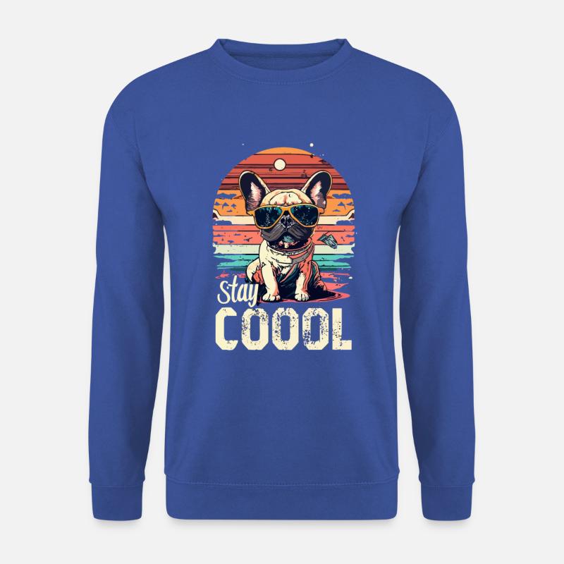Retro Sunset Frenchie Happiness - Unisex Pullover - Royalblau
