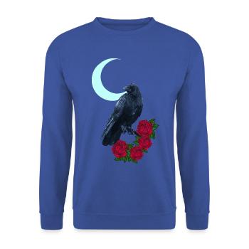 krähe, Rosenblüte, Mondsichel, goth, Vögel - Unisex Pullover - Royalblau - Vorne - Alina (178cm) & Michal (187cm)