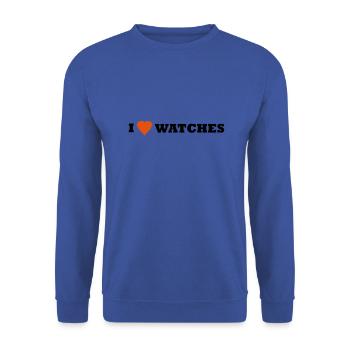 I LOVE WATCHES - Unisex Pullover - Royalblau - Vorne - Alina (178cm) & Michal (187cm)