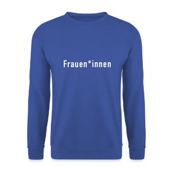 Frauen*innen - Unisex Pullover - Royalblau - Vorne - Alina (178cm) & Michal (187cm)