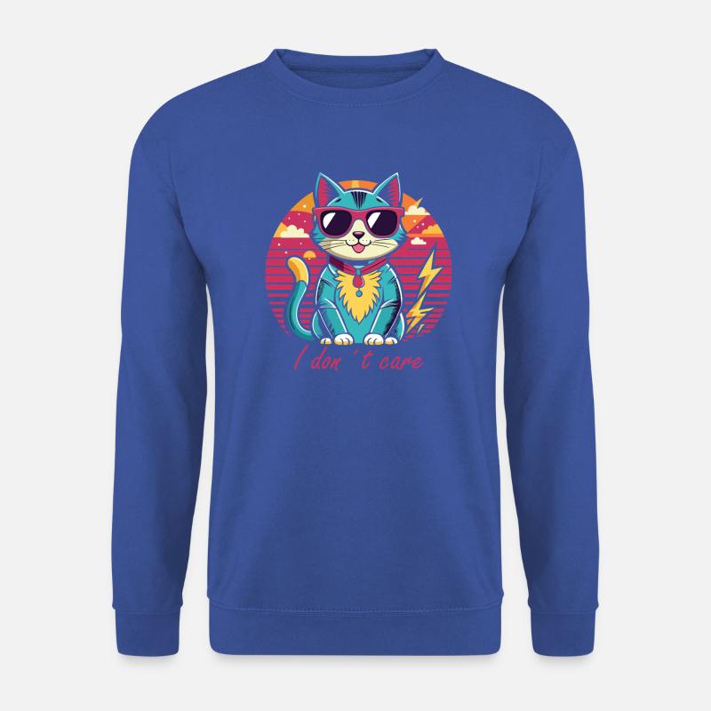 Coole Katze – I Don't Care - Unisex Pullover - Royalblau