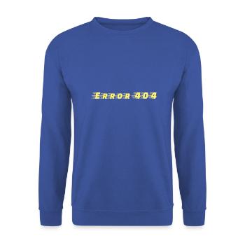 Error 404,gelbe Schrift, Typografie - Unisex Pullover - Royalblau - Vorne - Alina (178cm) & Michal (187cm)