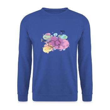 Serotonin chemische zusammensetzung wasserfarbe - Unisex Pullover - Royalblau - Vorne - Alina (178cm) & Michal (187cm)