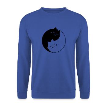 Chats Yin Yang - Sweat-shirt Unisexe - bleu royal - Devant - Alina (178cm) & Michal (187cm)