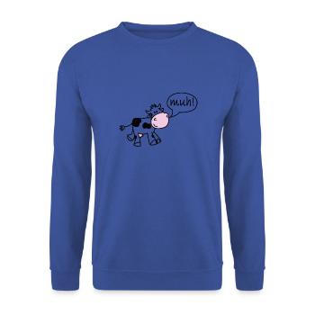 funny cute cow muh cartoon kids kindergarten - Unisex Sweatshirt - royal blue - Front - Alina (178cm) & Michal (187cm)