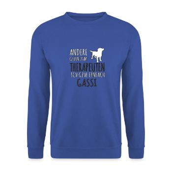 Geschenk Hund Frau Männer Spruch Frauchen Frauen - Unisex Pullover - Royalblau - Vorne - Alina (178cm) & Michal (187cm)