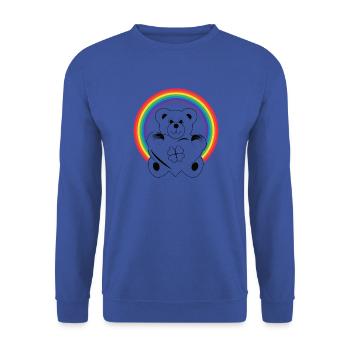 teddy bear with rainbow and heart - Unisex Sweatshirt - royal blue - Front - Alina (178cm) & Michal (187cm)