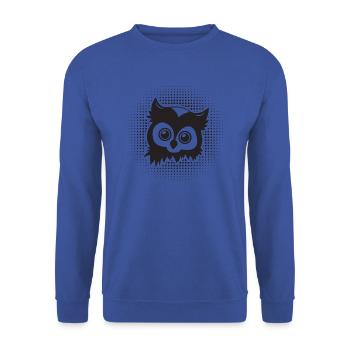 Witziger Eulen Kopf - Unisex Pullover - Royalblau - Vorne - Alina (178cm) & Michal (187cm)