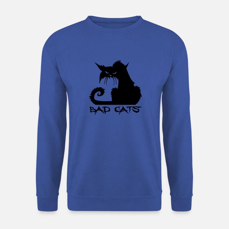 bad Cats. Schwarze Katze auf weißem Grund. - Unisex Pullover - Royalblau