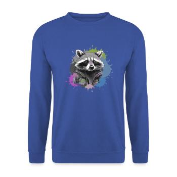 raton laveur, noir et blanc, gris, aquarelle, coloré - Sweat-shirt Unisexe - bleu royal - Devant - Alina (178cm) & Michal (187cm)
