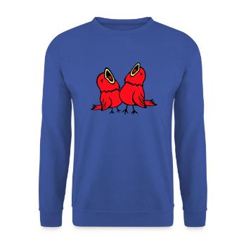 2 Budgies, Songbirds, Sparrows, Chirping Team - Unisex Sweatshirt - royal blue - Front - Alina (178cm) & Michal (187cm)