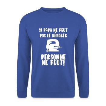 Papa bricoleur - Sweat-shirt Unisexe - bleu royal - Devant - Alina (178cm) & Michal (187cm)