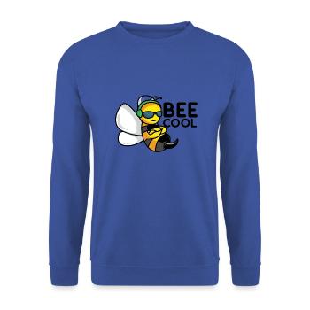 Die coole Biene "BEE COOL" Geschenk - Unisex Pullover - Royalblau - Vorne - Alina (178cm) & Michal (187cm)