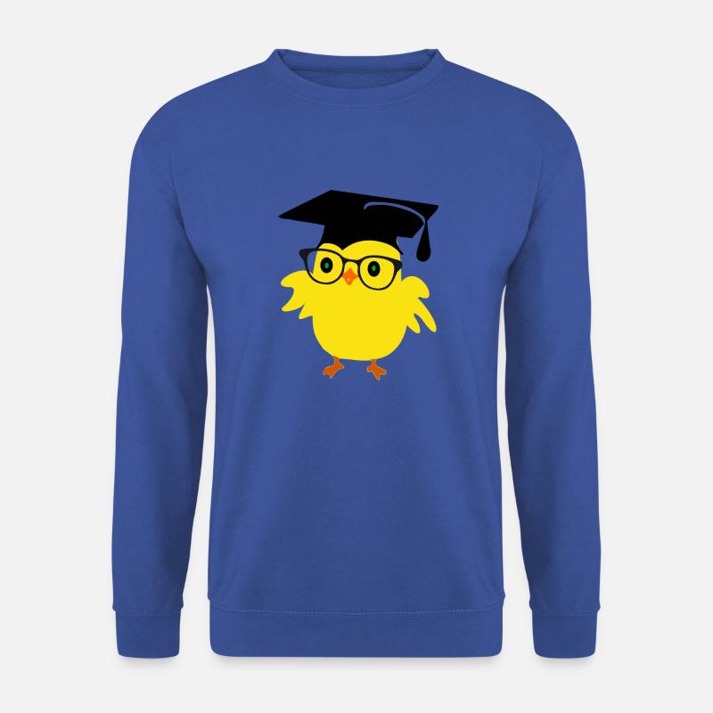 🐥❤✦ ° • Nettes Nerd-Küken auf einer Abschluss-Kappe u. Gläsern - Unisex Pullover - Royalblau