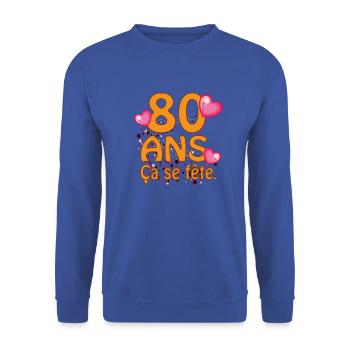 80 ans - Sweat-shirt Unisexe - bleu royal - Devant - Alina (178cm) & Michal (187cm)