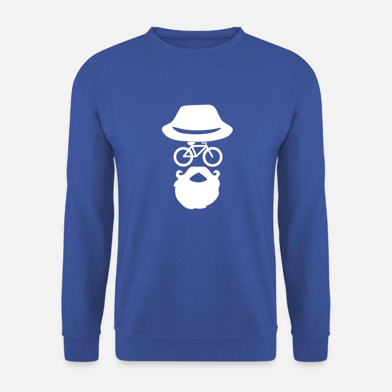 Fahrrad Hipster Hut Bart Gesicht - Unisex Pullover - Royalblau