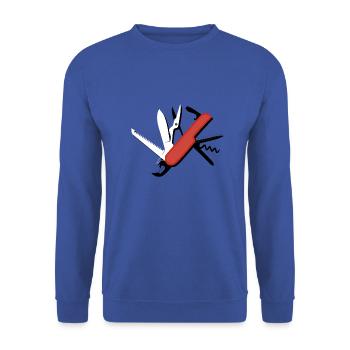 Taschenmesser - Unisex Pullover - Royalblau - Vorne - Alina (178cm) & Michal (187cm)
