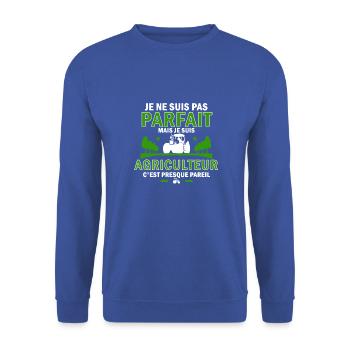 je ne suis pas parfait mais je suis agriculteur - Sweat-shirt Unisexe - bleu royal - Devant - Alina (178cm) & Michal (187cm)