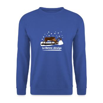LE RENNE DÉNEIGE ! (montagne, ski, hiver) - Sweat-shirt Unisexe - bleu royal - Devant - Alina (178cm) & Michal (187cm)