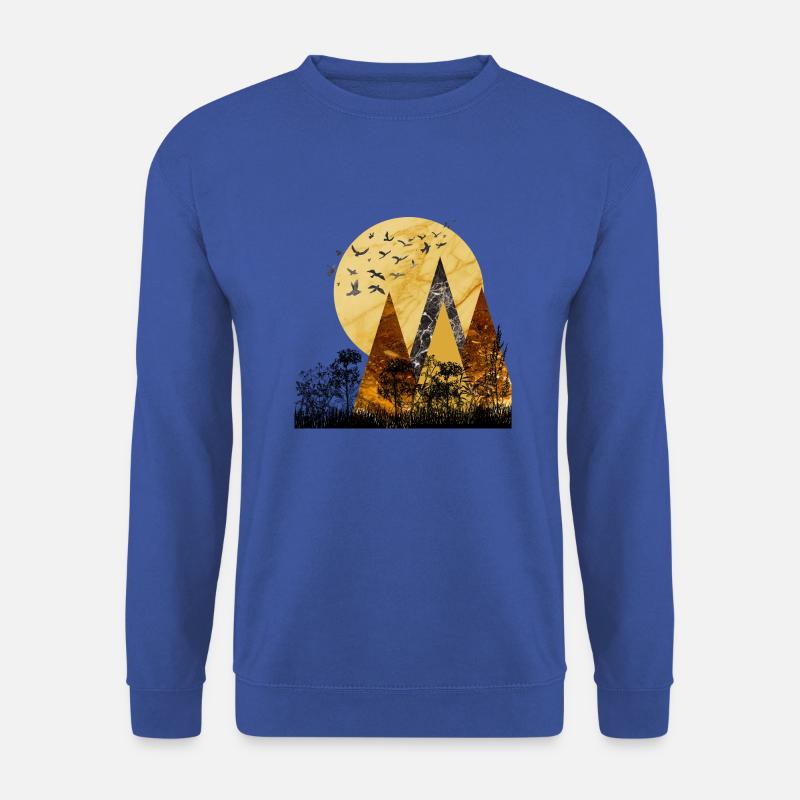 Mehrfarbiges Dämmerungs-Bergmuster - Unisex Pullover - Royalblau