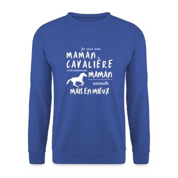 Maman cavalière - Sweat-shirt Unisexe - bleu royal - Devant - Alina (178cm) & Michal (187cm)