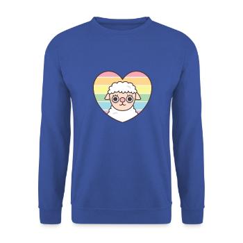 Cute Sheep Rainbow Heart Subtle Pride - Unisex Sweatshirt - royal blue - Front - Alina (178cm) & Michal (187cm)