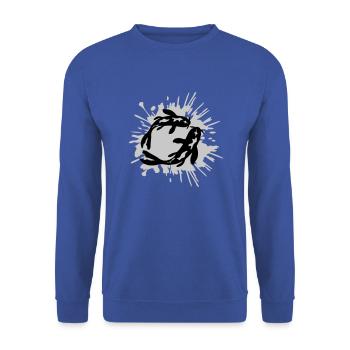 Farbklecks 2 Koi Fische - Unisex Pullover - Royalblau - Vorne - Alina (178cm) & Michal (187cm)