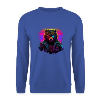 Retro Emblems - Animal - Pilot Bear - Unisex Sweatshirt - royal blue - Front - Alina (178cm) & Michal (187cm)