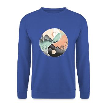Ying Yang - Montagnes / Plage - Sweat-shirt Unisexe - bleu royal - Devant - Alina (178cm) & Michal (187cm)