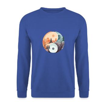 Ying Yang - Montagnes / Plage - Sweat-shirt Unisexe - bleu royal - Devant - Alina (178cm) & Michal (187cm)
