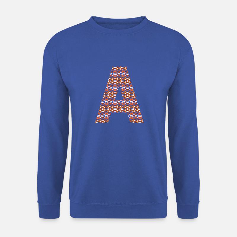 Monogram Letter A- geometric pattern - Unisex Sweatshirt - royal blue