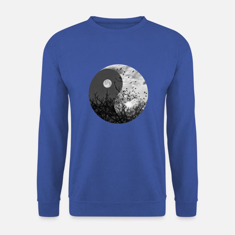 Yin und Yang von Mond und Sonne in Schwarzweiß - Unisex Pullover - Royalblau