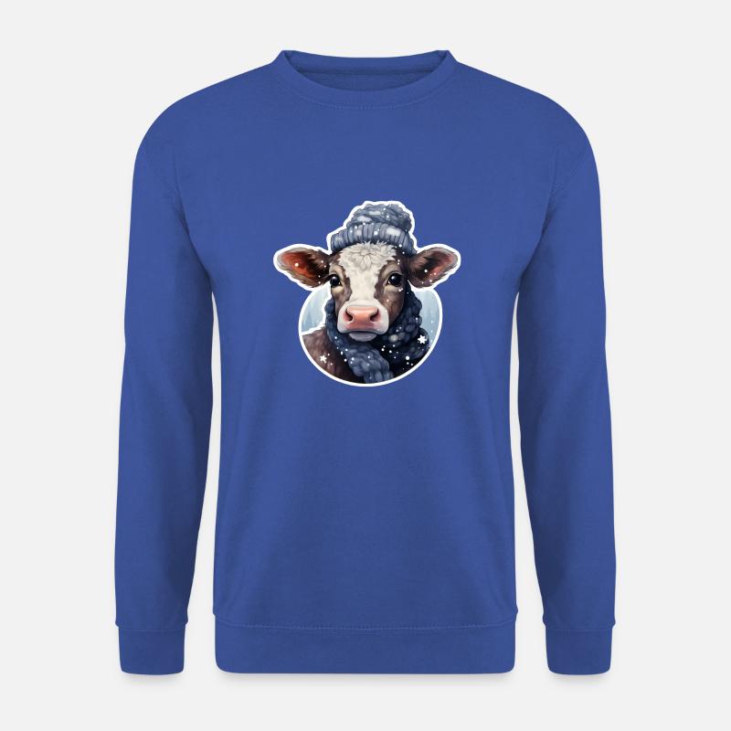Mega süßes Kälbchen im Winter - Unisex Pullover - Royalblau