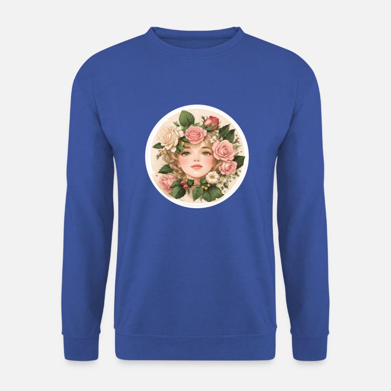 Blumenmädchen, Kreis, Rose - Unisex Pullover - Royalblau
