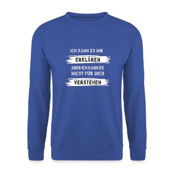 Ich kann es Dir erklären ... - Unisex Pullover - Royalblau - Vorne - Alina (178cm) & Michal (187cm)