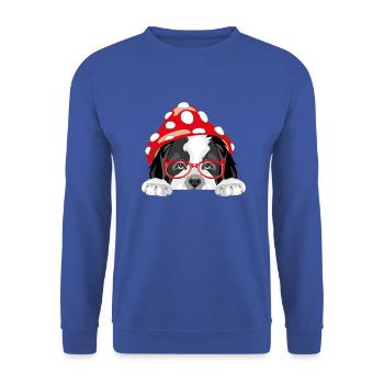 Mignon chien Saint-Bernard avec chapeau d’amanite - Sweat-shirt Unisexe - bleu royal - Devant - Alina (178cm) & Michal (187cm)