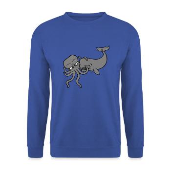 Octopus Whale 2 Fighting Deep Sea Monster Sea Monster - Unisex Sweatshirt - royal blue - Front - Alina (178cm) & Michal (187cm)
