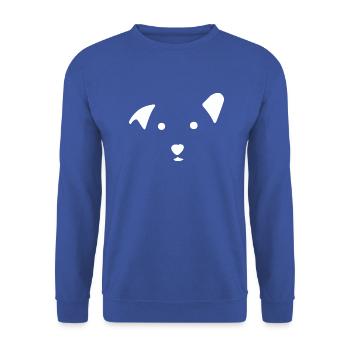 Süßes Hundegesicht Druck weiß für Hundeliebhaber - Unisex Pullover - Royalblau - Vorne - Alina (178cm) & Michal (187cm)