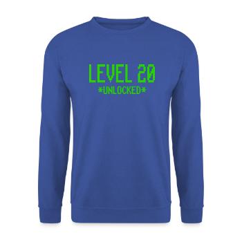 20th Birthday Gift Level 20 Gamer Nerd - Unisex Sweatshirt - royal blue - Front - Alina (178cm) & Michal (187cm)