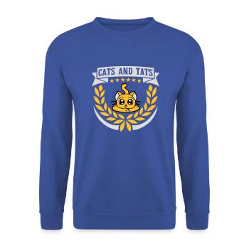 cats and tats Zitat - Unisex Pullover - Royalblau - Vorne - Alina (178cm) & Michal (187cm)