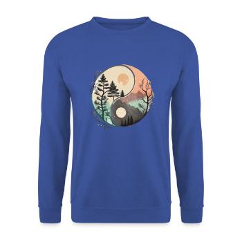 Ying Yang - Montagnes / Plage - Sweat-shirt Unisexe - bleu royal - Devant - Alina (178cm) & Michal (187cm)