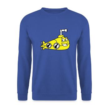 Lustiges U-Boot mit Gesicht Lächelt Comic Cartoon - Unisex Pullover - Royalblau - Vorne - Alina (178cm) & Michal (187cm)