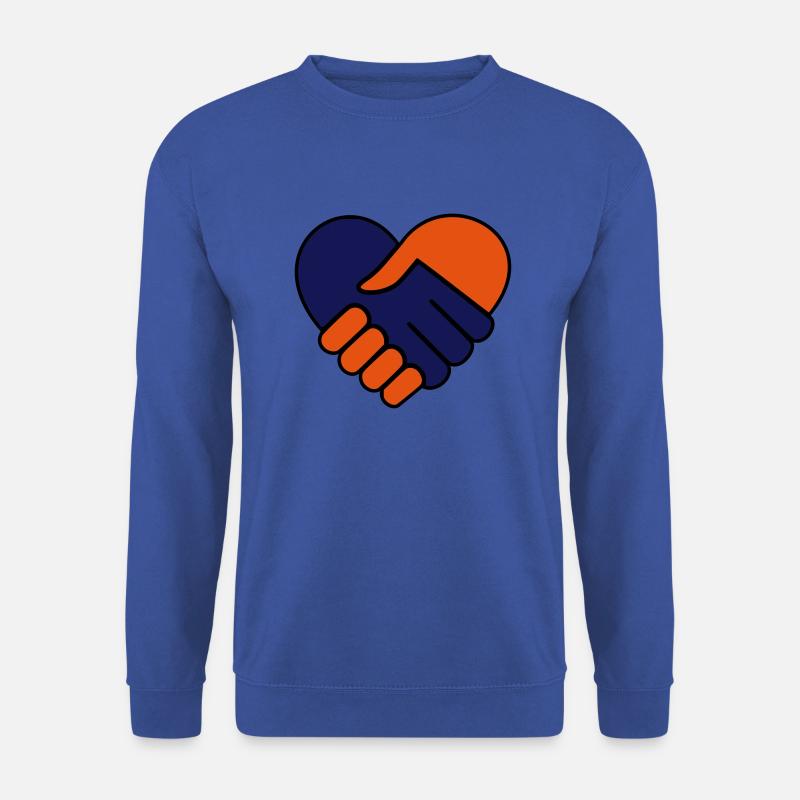 Hand in Hand Herz Orange/rot blau - Unisex Pullover - Royalblau