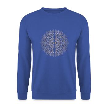 Golden Manalda / Yoga oder Gym - Unisex Pullover - Royalblau - Vorne - Alina (178cm) & Michal (187cm)