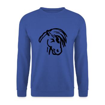 Zwinkern Pony frech Pferdekopf Geschenk lustig - Unisex Pullover - Royalblau - Vorne - Alina (178cm) & Michal (187cm)