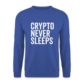 Crypto Never Sleeps - Unisex Sweatshirt - royal blue - Front - Alina (178cm) & Michal (187cm)