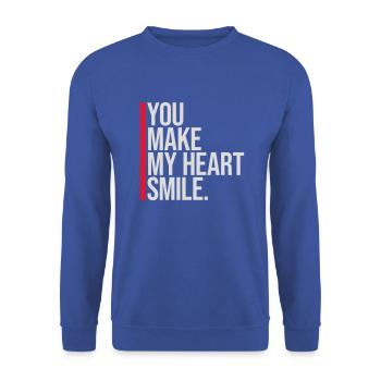 make my heart smile - Unisex Pullover - Royalblau - Vorne - Alina (178cm) & Michal (187cm)