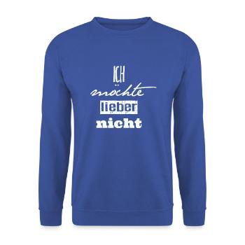 Bartleby der Schreiber - Ich möchte lieber nicht - Unisex Pullover - Royalblau - Vorne - Alina (178cm) & Michal (187cm)