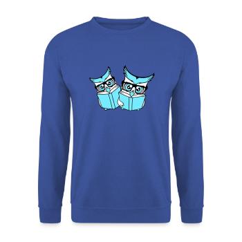 2 Owls Nerd Duo Geek Book Reading Eagle Owl Glasses Smart - Unisex Sweatshirt - royal blue - Front - Alina (178cm) & Michal (187cm)