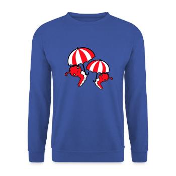 2 Flying Caterpillars Umbrella Team Friends Holiday - Unisex Sweatshirt - royal blue - Front - Alina (178cm) & Michal (187cm)